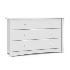 lot 21392 image: Storkcraft Crescent 6-Drawer Double Dresser White  Retail $132.59
