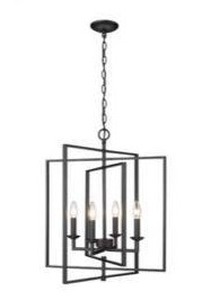 lot 21395 image: Millennium Lighting Nellis 4-Light Matte Black Geometric Hanging Pendant