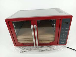 lot 21411 image: Oster Red Microwave Convection Oven w Grill & Air Fry- Retail $215