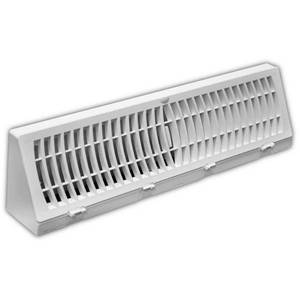 lot 11 image: 18 in. 3-Way Plastic Baseboard Diffuser Supply in White - Retail $29