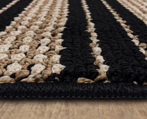 lot 35 image: 30x45inch Striped Area Rug Black Beige Tan Woven - Retail $0