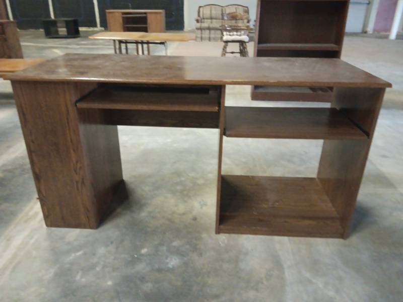 lot 1242 image: Wooden Office Desk with Storage Compartments