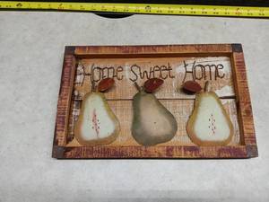 lot 1300 image: Home Sweet Home Wooden Wall Plaque with Pears
