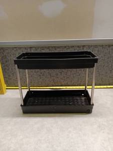 lot 1305 image: Two-Tier Black Plastic Seedling Tray w Metal Stand