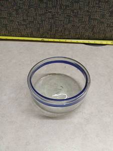 lot 1313 image: Glass Laboratory Petri Dish with Blue Rim