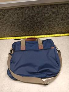 lot 1318 image: Navy Canvas Messenger Bag w Leather Handles