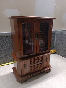 lot 1330 image: Wood Jewelry Armoire Cabinet with Glass Doors