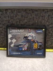 lot 1362 image: 2005 Jimmie Johnson #48 Team Lowes Racing Signed Framed Poster