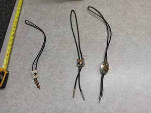 lot 1370 image: Bolo Ties with Metal Tips and Decorative Slides (Set of 3)