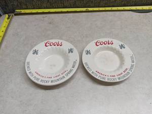 lot 1390 image: Coors Ceramic Ashtray Set of 2 Rocky Mountain Spring Water