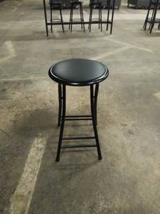 lot 5000 image: Black Padded Round Stool w Tripod Legs
