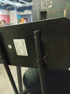lot 5004 image: Industrial Bar Height Table w 3 Black Stools