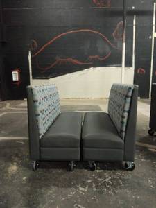 lot 5007 image: Two-Seat Restaurant Seating Unit w Patterned Cushions