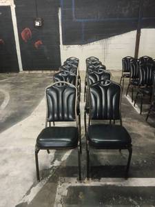 lot 5013 image: Black Padded Banquet Chair w Metal Frame (Qty 10)