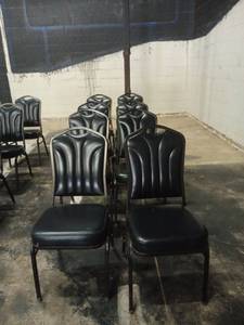 lot 5014 image: Black Vinyl Stacking Chairs w Metal Frame (Qty 8)