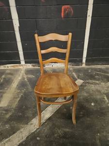 lot 5037 image: Wooden Ladder-Back Dining Chair w Rush Seat