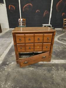lot 5041 image: Wood Chest of Drawers with 3 Drawers