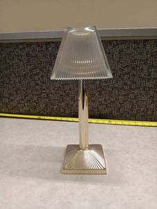 lot 1408 image: Table Lamp with Ribbed Shade and Square Base