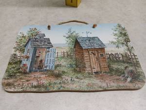 lot 1413 image: Decorative Suitcase with Cottage Scene Print