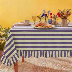 lot 31083 image: Tudomro Striped Tablecloth, Rectangle, Navy, Pistachio, 84 X 60