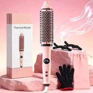 Infrared Thermal Brush, Heated Round Brush for Blowout & Curling-Pink