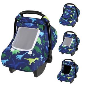 lot 31101 image: Windproof Baby Car Seat Cover, 3D Mink Dot Infant Canopy with Mesh Window