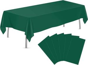 lot 31106 image: tujol Dark Green 6 Pack Plastic Tablecloth 54 x 108, Disposable Rectangle