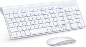 lot 31147 image: Wireless Keyboard and Mouse Ultra Slim Combo, TopMate - White