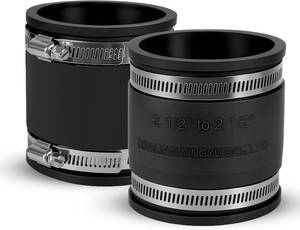 lot 31155 image: 2 Pcs 2-12in Flexible PVC Pipe Couplings with Stainless Clamps