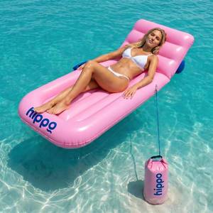 lot 31159 image: Hippo Joy Lounger Premium Water Float  Adjustable Roll, Cup Holder