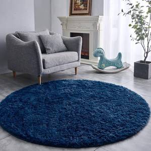 lot 31171 image: FJZFING Navy Blue Round Rug, Ultra-Soft Plush 4x4 Circle Area Rug