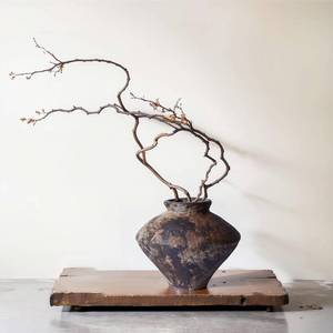 lot 31172 image: Wabi Sabi Rusty Vintage Vase, 6.3in Tall   Rustic Farmhouse Centerpiece Vase