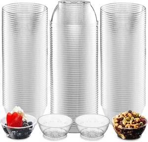 lot 31179 image: 6 Oz Clear Mini Plastic Dessert Bowls (100-Pack) Disposable Serving Bowls