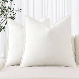 lot 31183 image: MIULEE Decorative Linen Euro Sham Pillow Covers 24x24 Cream White