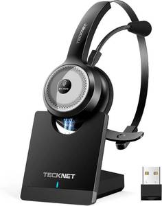 lot 31185 image: TECKNET Wireless Headset for Work Bluetooth Headphones with Mic USB Dongle