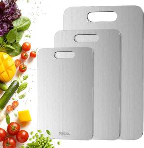 lot 31194 image: Titanium Cutting Board Set of 3 - Double-Sided, Dishwasher Safe