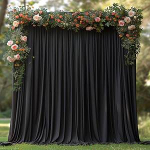 lot 31199 image: ESGOTBME Wrinkle-Free Black Backdrop Curtain 10x7ft, 2 Panels