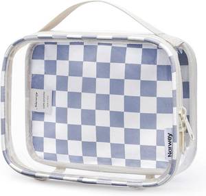 lot 31210 image: Narwey TSA Approved Clear Toiletry Bag, Travel Makeup Organizer, Grayish Blue