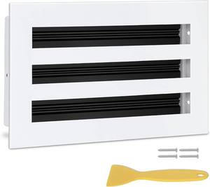 lot 31222 image: 10x6 Modern AC Vent Cover, White Aluminium Slot Diffuser, Low Noise Grille