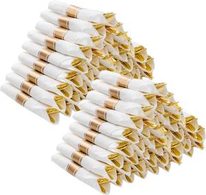 lot 31228 image: BESTVIP 100-Pack Plastic Silverware Set, Disposable Cutlery with 100 Napkins