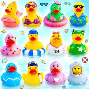 lot 31238 image: Summer Rubber Duck Toys, 12 Pcs BeachBath Pool Toys for Toddlers