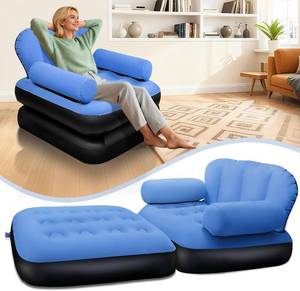 lot 31240 image: PRAXXIS Blow Up Pull Out Couch wHeadboard,Flocked Inflatable Chair