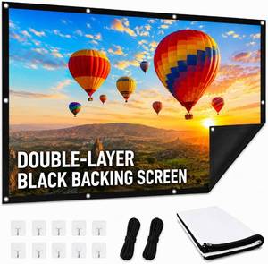 lot 31241 image: 100 Inch Projector Screen Upgraded-Black Backing Anti Light