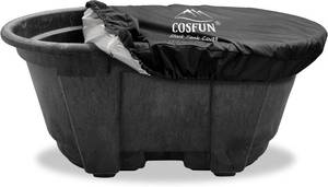 lot 31242 image: COSFUN 150-Gal Oval Stock Tank Cover, Waterproof Dust-Proof UV, Black