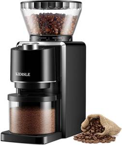 lot 31252 image: KIDISLE Conical Burr Coffee Grinder, 35 Settings, 2 12 Cup Selector, Black