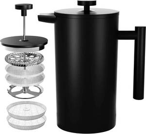 lot 31255 image: French Press Coffee Maker, Stainless Steel Dual-Wall 34 oz, 4-8 Cups