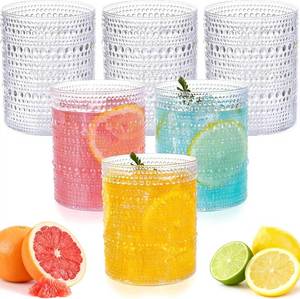 lot 31265 image: 18PCS Hobnail Plastic Drinking Glasses 14 oz Beaded Cups for Party