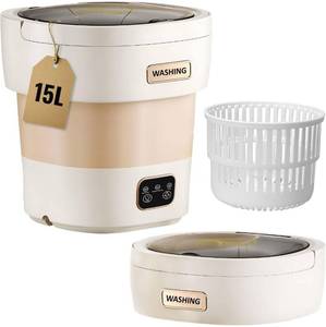 lot 31268 image: Portable 15L Washing Machine with Spin Basket   Small Washer for Delicates