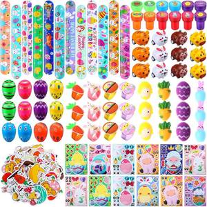 lot 31291 image: Simgoing 134 Easter Party Favors Slap Bracelets Stampers Rings Stickers