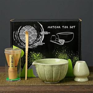 lot 31324 image: Matcha Making Kit Whisk Set, Ceramic Hawksbill Bowl, Bamboo Brushes (4)